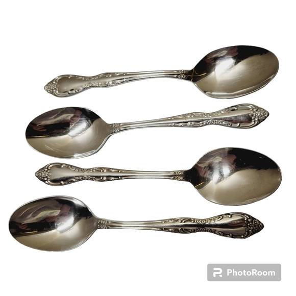 *M5 Onieda silverwear 6" teaspoons Bourbon style pattern set of 4 - Picture 2 of 9